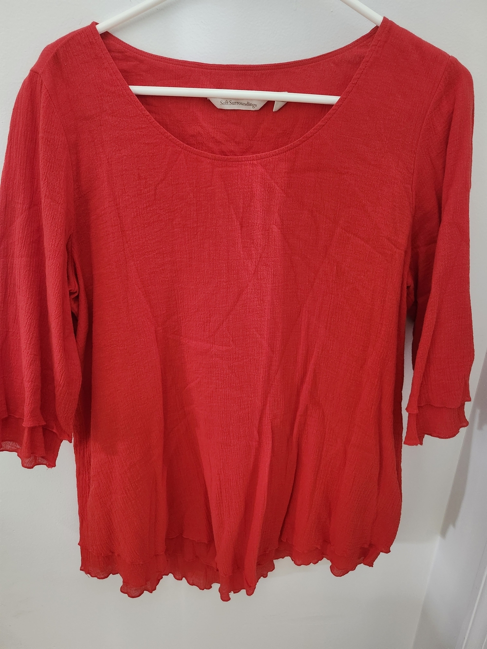 Soft Surroundings Bright Red Scoop Neck Blouse
